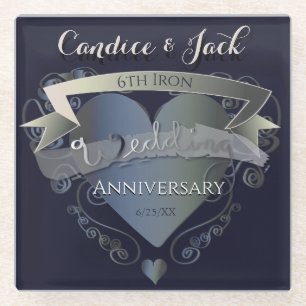 Dessous-de-verre En Verre 6e anniversaire du Mariage Fer