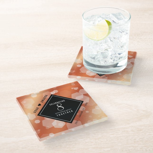 Dessous-de-verre En Verre 8e anniversaire de l'Mariage de bronze (Incliné)