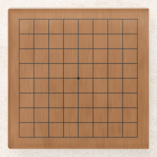Dessous-de-verre En Verre 9x9 Miniature Goban Texture en bois Brown