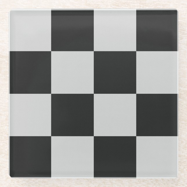 Dessous-de-verre En Verre À damiers Carrés noirs et blancs ou COULEUR PERSON (Devant)