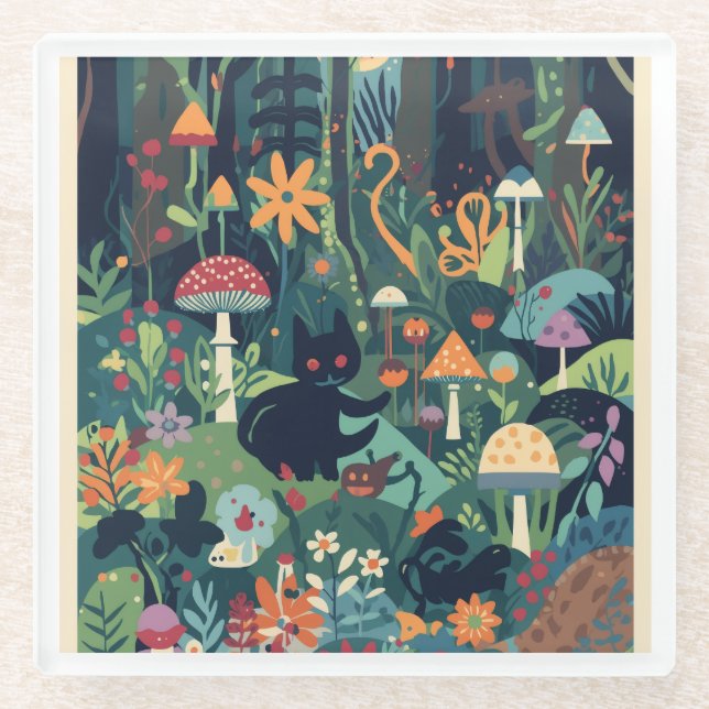 Dessous-de-verre En Verre A woodland scene coaster (Devant)