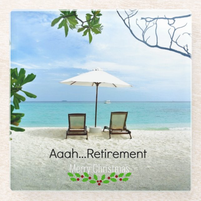 Dessous-de-verre En Verre Aaah...retraite. Joyeux Noël, (Devant)