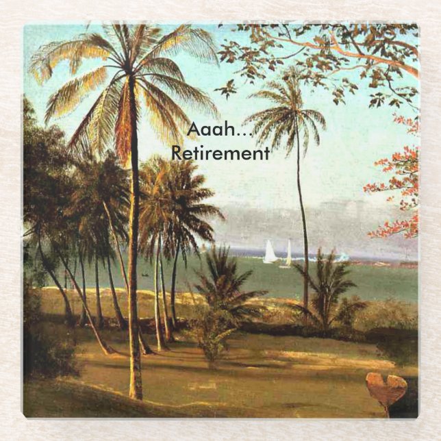 Dessous-de-verre En Verre Aaah...Retraite, Scène Floride, (Devant)