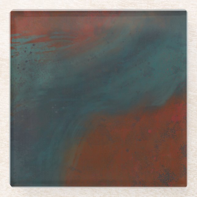 Dessous-de-verre En Verre Abstrait 1 : rouges et bleus (Devant)