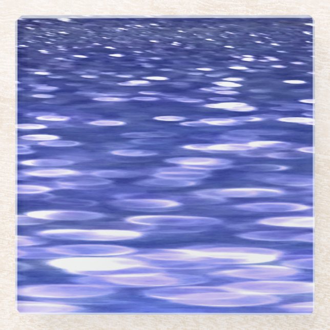 Dessous-de-verre En Verre Abstrait #3 : Bleu shimmer (Devant)