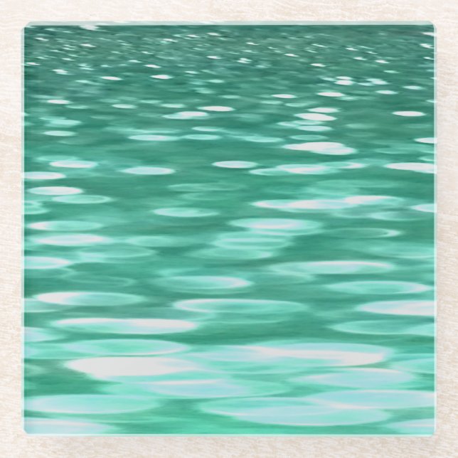 Dessous-de-verre En Verre Abstrait #3 : Shimmer vert (Devant)