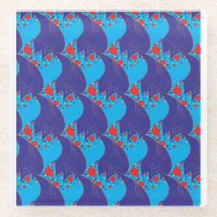 Dessous-de-verre En Verre Abstrait moderne BLUE et rouge Rainbow gouttes mot