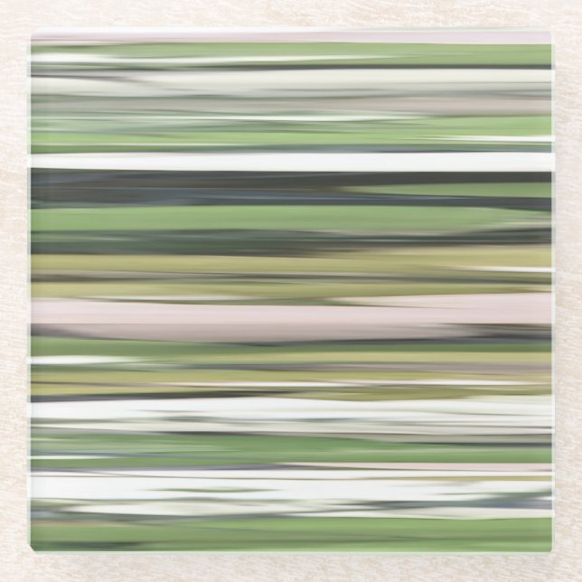 Dessous-de-verre En Verre Abstrait n° 2 : Flou vert olive (Devant)