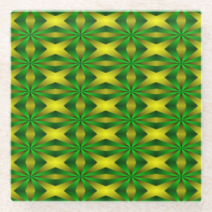Dessous-de-verre En Verre Abstrait vert et jaune
