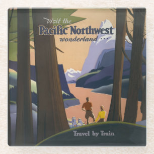 Dessous-de-verre En Verre Affiche de voyage vintage Pacific Northwest 1925 T