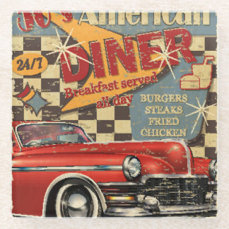 Dessous-de-verre En Verre affiche vintage American Diner : style rétro