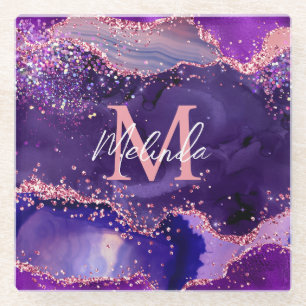 Dessous-de-verre En Verre Agitation des séquences de Parties scintillant vio