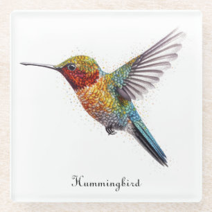 Dessous-de-verre En Verre Ailes arc-en-ciel : Art vibrant de colibri, person