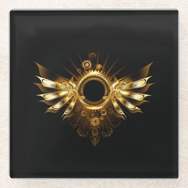 Dessous-de-verre En Verre Ailes de Steampunk (Devant)