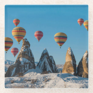 Dessous-de-verre En Verre Air chaud montant en ballon dans Cappadocia