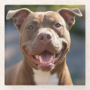 Dessous-de-verre En Verre Ajouter une Personnaliser photo Pit Bull