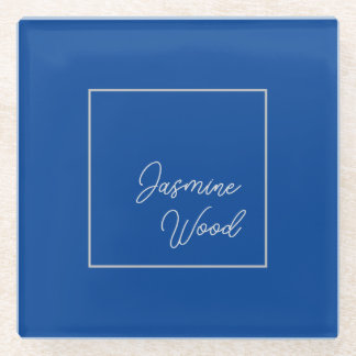 Dessous-de-verre En Verre Ajouter Votre Nom Modern Minimaliste Blue