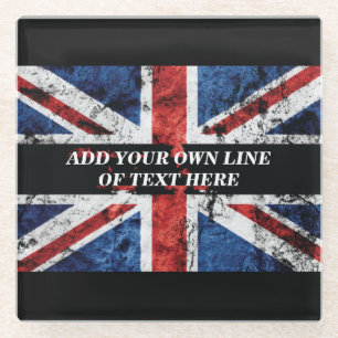Dessous-de-verre En Verre Ajouter votre texte sur le drapeau anglais Jeu d'o