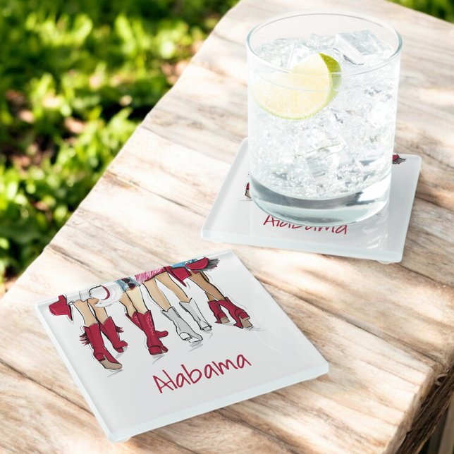 Dessous-de-verre En Verre Alabama Dames mode Cowboy Bottes Crimson Rouge (Créateur téléchargé)