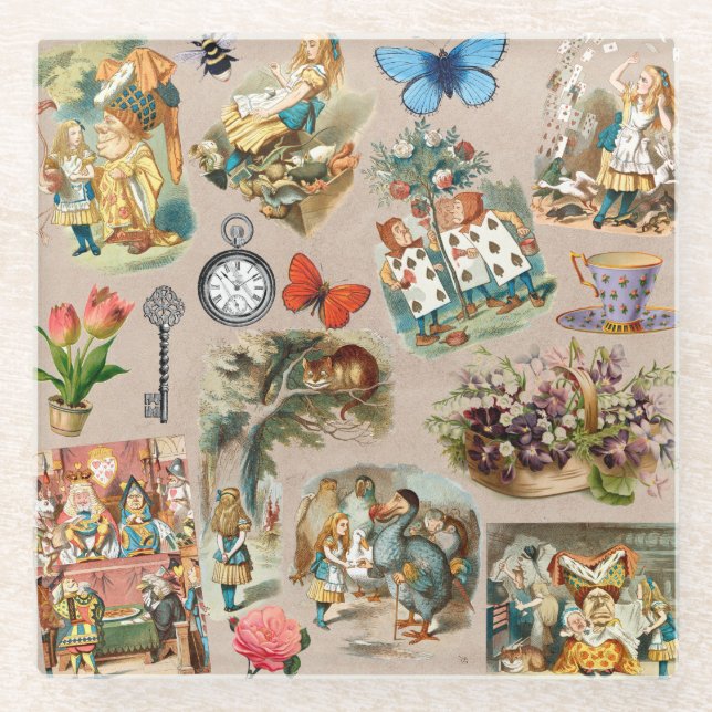 Dessous-de-verre En Verre Alice à Wonderland Cheshire Cat Characters (Devant)