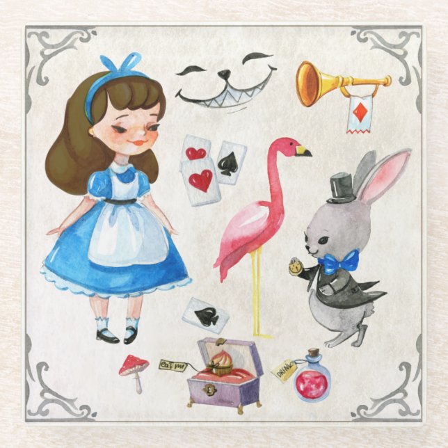 Dessous-de-verre En Verre Alice Au Pays Des Merveilles (Devant)