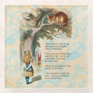 Dessous-de-verre En Verre Alice au pays des merveilles Cheshire Cat Mad