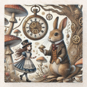 Dessous-de-verre En Verre alice au pays des merveilles lapin blanc