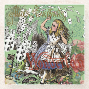 Dessous-de-verre En Verre alice cartes d'aventure merveilleux chapeau lapin 