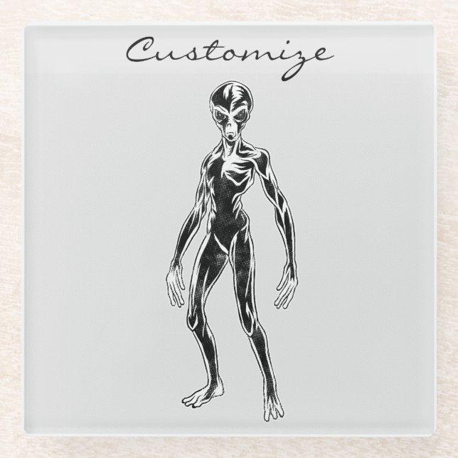 Dessous-de-verre En Verre Alien UFO Thunder_Cove (Devant)