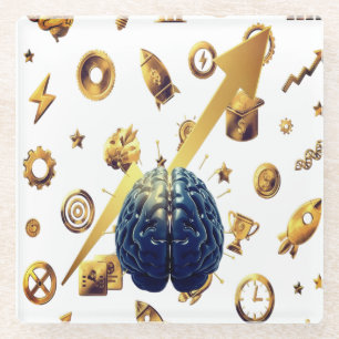 Dessous-de-verre En Verre Alimentez Votre Concentration – Pack Neural Coaste