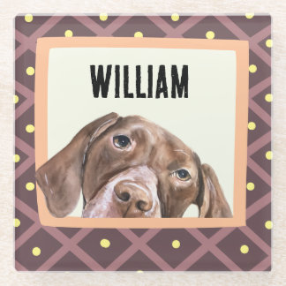 Dessous-de-verre En Verre Allemand Short Haired Pointer cadre photo personna