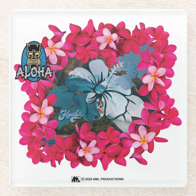 DESSOUS-DE-VERRE EN VERRE ALOHA 3 13 (Devant)