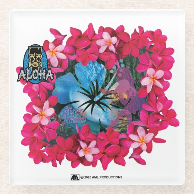 DESSOUS-DE-VERRE EN VERRE ALOHA 3 6 (Devant)