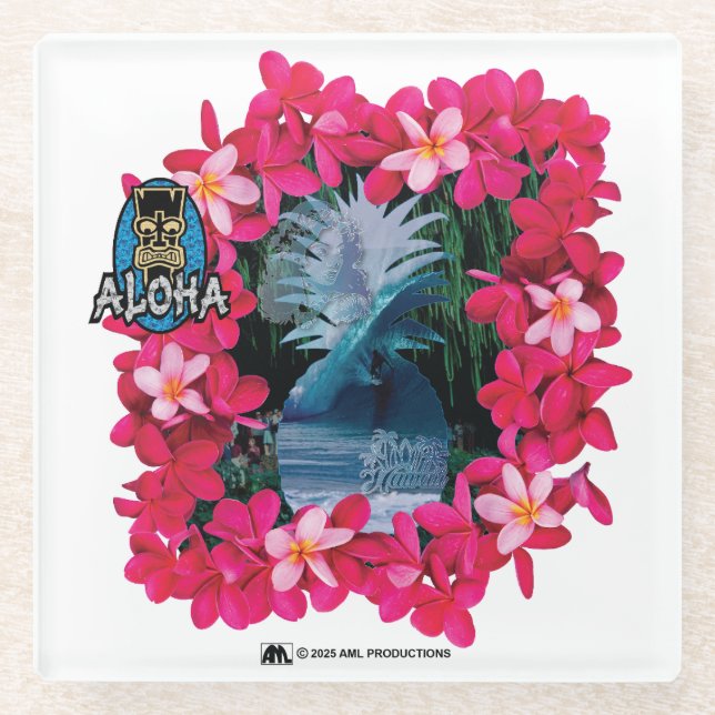 DESSOUS-DE-VERRE EN VERRE ALOHA 3 8 (Devant)