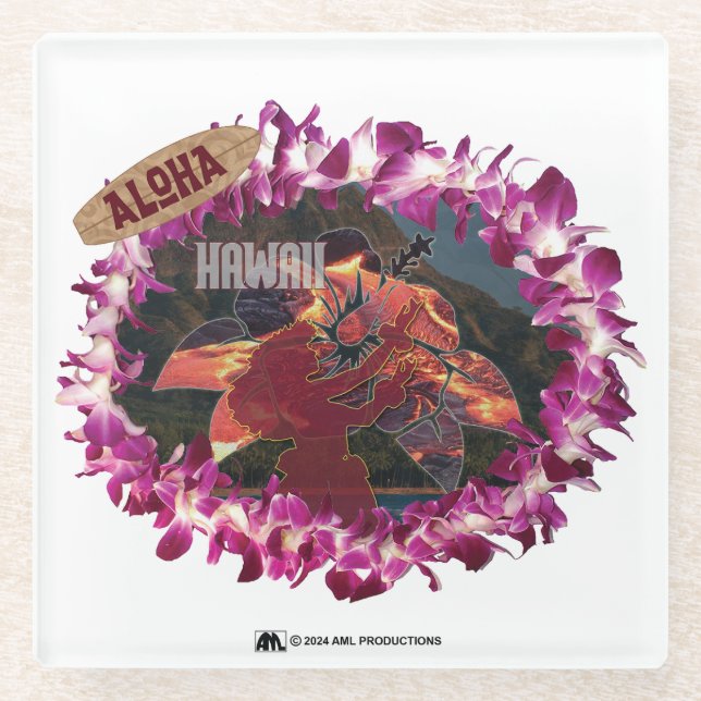 DESSOUS-DE-VERRE EN VERRE ALOHA 45 VERSION 1 (Devant)