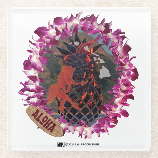 DESSOUS-DE-VERRE EN VERRE ALOHA 52 (Devant)