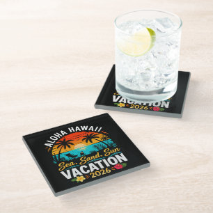 Dessous-de-verre En Verre Aloha Hawaii Mer Sable Soleil 2026