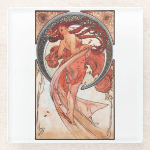 Dessous-de-verre En Verre Alphonse Mucha Dance 1898 Art Nouveau Vintage