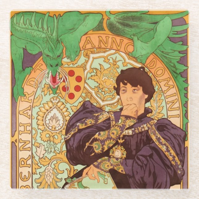 Dessous-de-verre En Verre Alphonse Mucha Prince et Dragon (Devant)