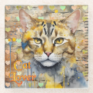 Dessous-de-verre En Verre Amateur de chat multimédia