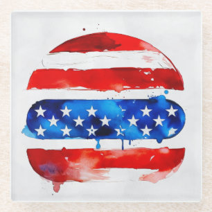 Dessous-de-verre En Verre America Burger (Peinture Blanche No. 2)