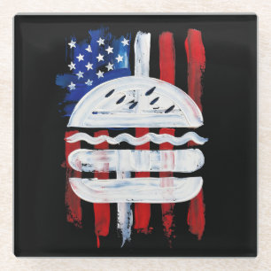 Dessous-de-verre En Verre America Burger (Peinture Noire n°1)