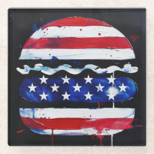 Dessous-de-verre En Verre America Burger (Peinture noire n° 3)