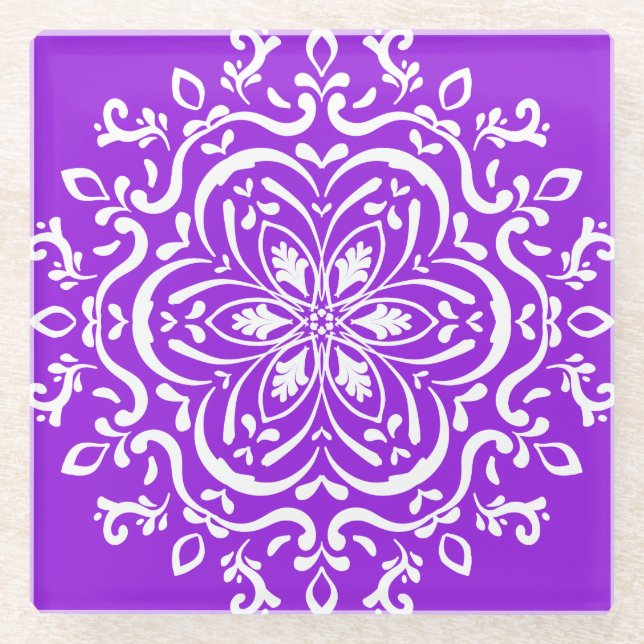 Dessous-de-verre En Verre Amethyst Mandala (Devant)