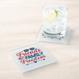 Dessous-de-verre En Verre Amis, famille et liberté