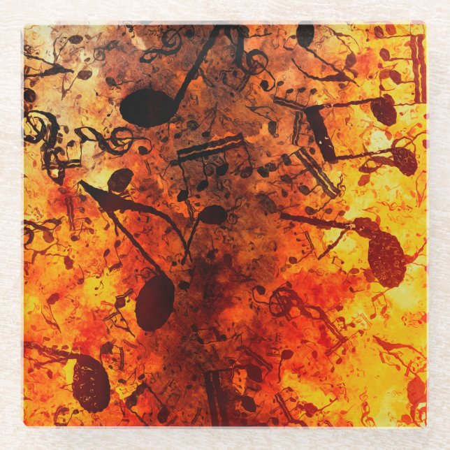 Dessous-de-verre En Verre Amour De La Musique - Notes Musicales (Devant)