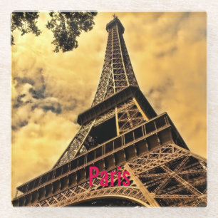 Dessous-de-verre En Verre Amour & Romance Ville de Paris Tour Eiffel France