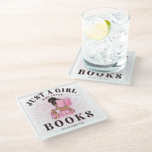 Dessous-de-verre En Verre Amoureux de livres mignon Juste une fille qui aime