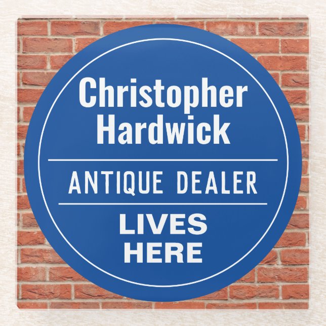 Dessous-de-verre En Verre Amusant Antique Dealer Wall Style Plaque (Devant)