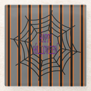 Dessous-de-verre En Verre Amusement et fantaisie Halloween Spider Webs
